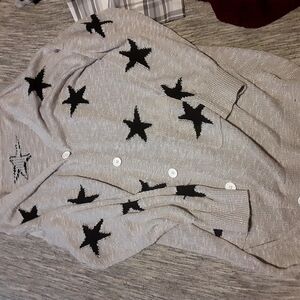 Star Patterned Gray Cardigan